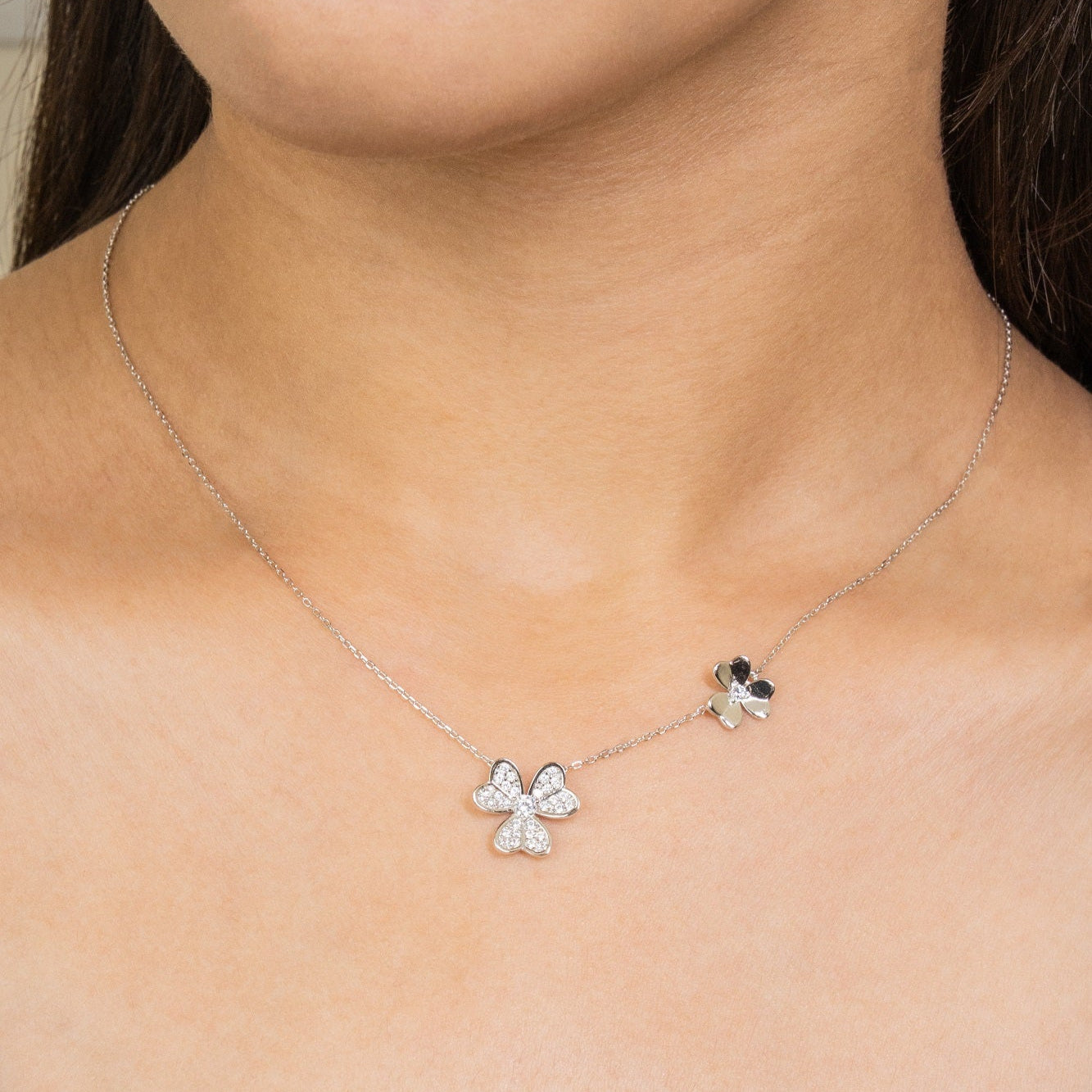 Petal Link Sterling Silver Pendant Set